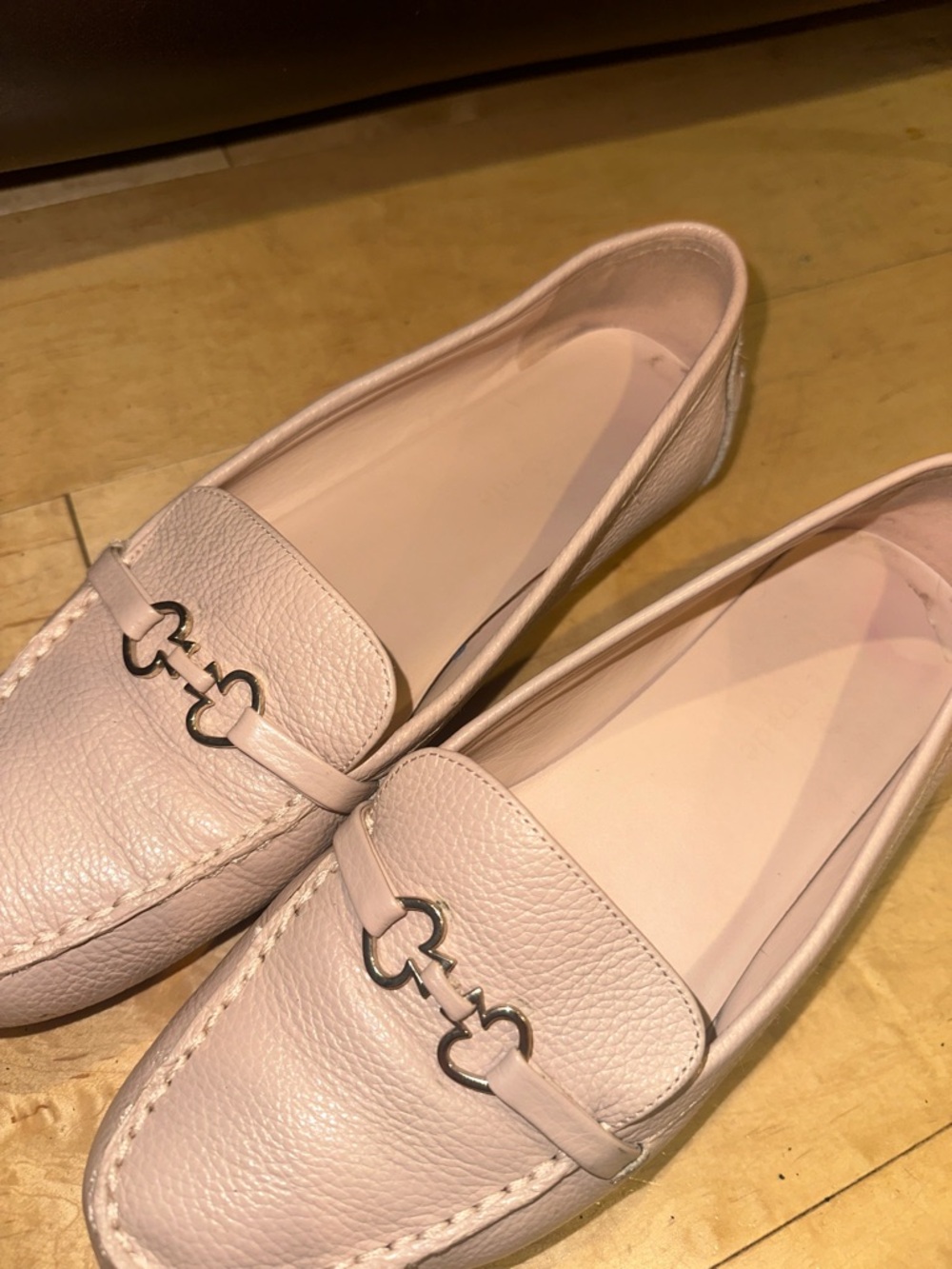 kate spade Blush Pink Genuine Leather Loafers with Silver Horsebit